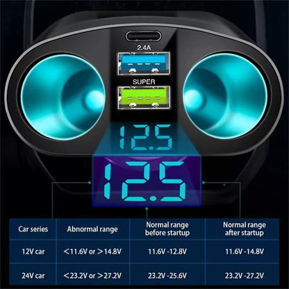 DualPort Car Charger Adapter With Digital Display For Multiple Devices 2