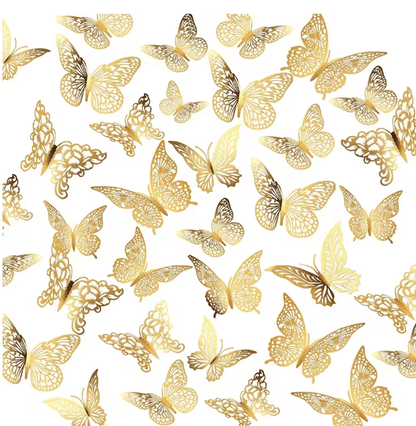 GoldenFlutter 3D Butterfly Wall Decor 48 Pack