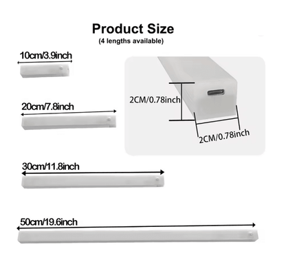 Motion Sensor Wireless LED Night Light USB Rechargeable Long Strip Bar Lamp For Kitchen Cabinet War 1
