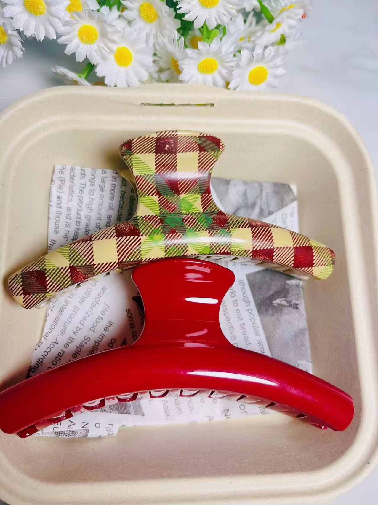PolkaDot Bow Claw Clips Set  Vintage Blue  Red Trend Hair Accessory 9