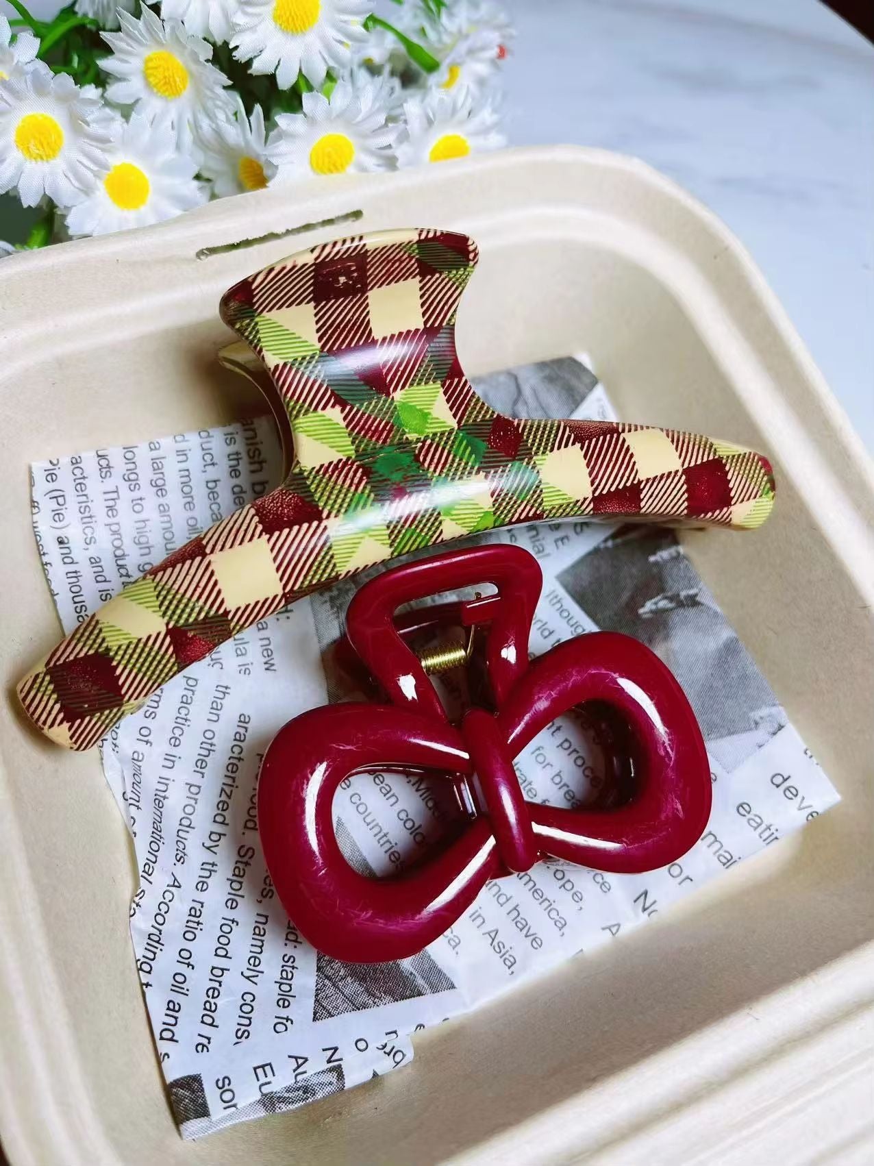 PolkaDot Bow Claw Clips Set  Vintage Blue  Red Trend Hair Accessory 16