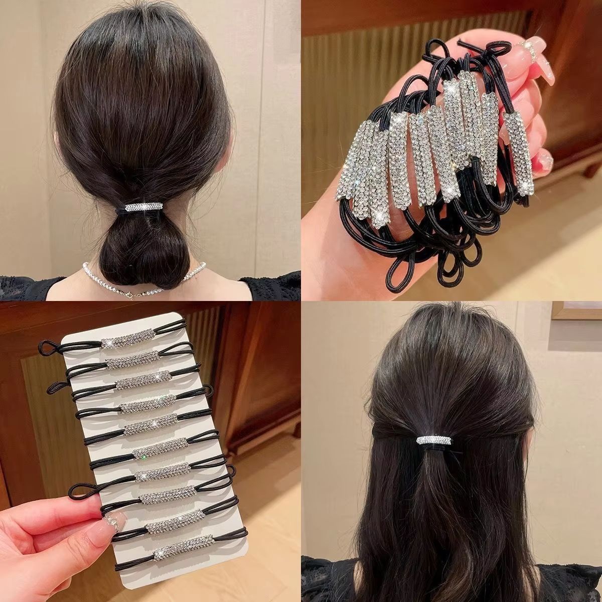 SparkleHold Rhinestone Stretch Hair Rope  High Elasticity Bling Hair Tie Women  Girls 1