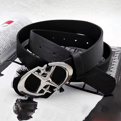 ClassicOval Cross MetalBuckle Unisex Belt  Durable Simple Style 1