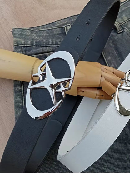 ClassicOval Cross MetalBuckle Unisex Belt  Durable Simple Style 5