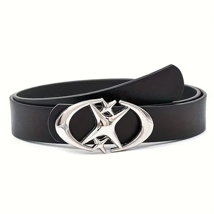 ClassicOval Cross MetalBuckle Unisex Belt  Durable Simple Style 7