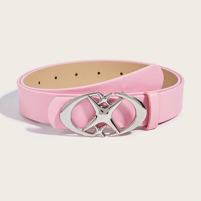 ClassicOval Cross MetalBuckle Unisex Belt  Durable Simple Style 8