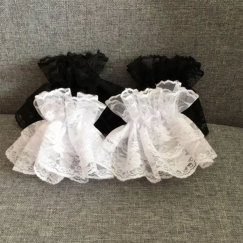 RuffleBloom Lace Wrist Cuff Duo  Elegant Hand Sleeve Accessory For Women  Girls 3