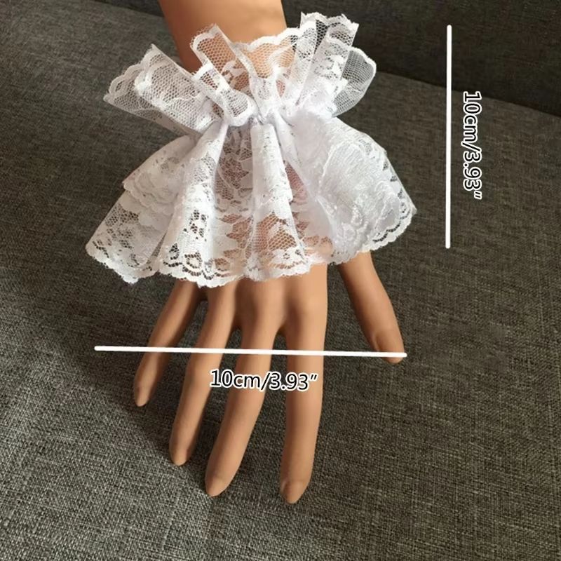 RuffleBloom Lace Wrist Cuff Duo  Elegant Hand Sleeve Accessory For Women  Girls 5