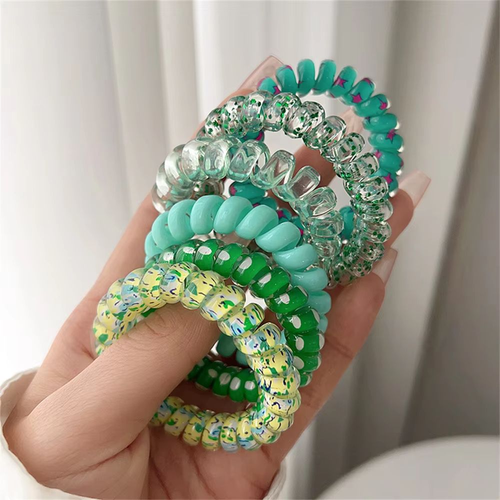 ColorTwist Jelly Coil Hair Tie Set  6Piece Vibrant Spiral Ponytail Holders 9
