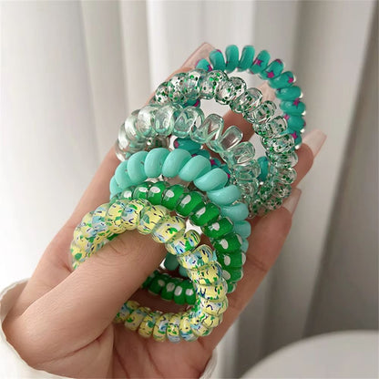 ColorTwist Jelly Coil Hair Tie Set  6Piece Vibrant Spiral Ponytail Holders 9