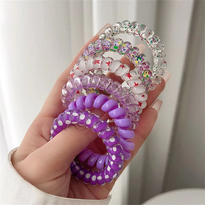 ColorTwist Jelly Coil Hair Tie Set  6Piece Vibrant Spiral Ponytail Holders 10