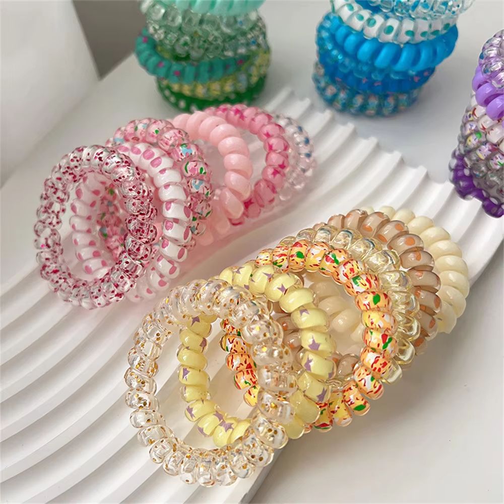 ColorTwist Jelly Coil Hair Tie Set  6Piece Vibrant Spiral Ponytail Holders 2