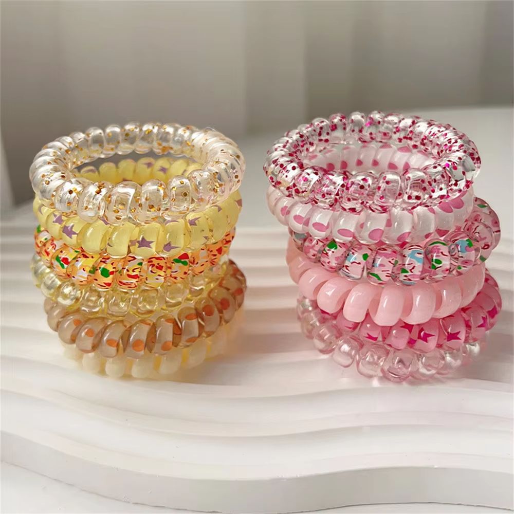 ColorTwist Jelly Coil Hair Tie Set  6Piece Vibrant Spiral Ponytail Holders 3