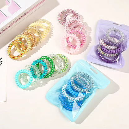 ColorTwist Jelly Coil Hair Tie Set  6Piece Vibrant Spiral Ponytail Holders 5