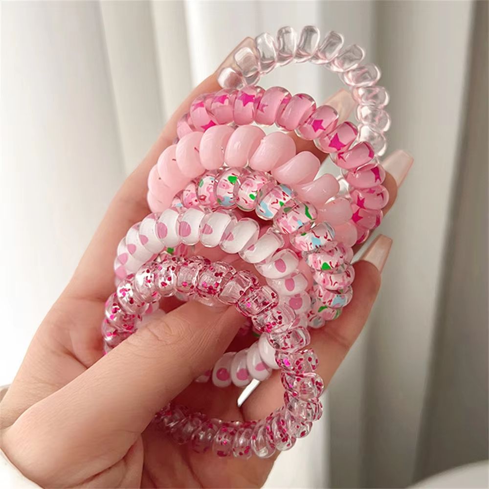 ColorTwist Jelly Coil Hair Tie Set  6Piece Vibrant Spiral Ponytail Holders 6