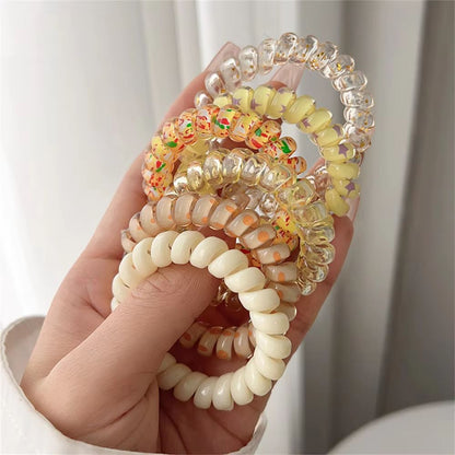 ColorTwist Jelly Coil Hair Tie Set  6Piece Vibrant Spiral Ponytail Holders 7