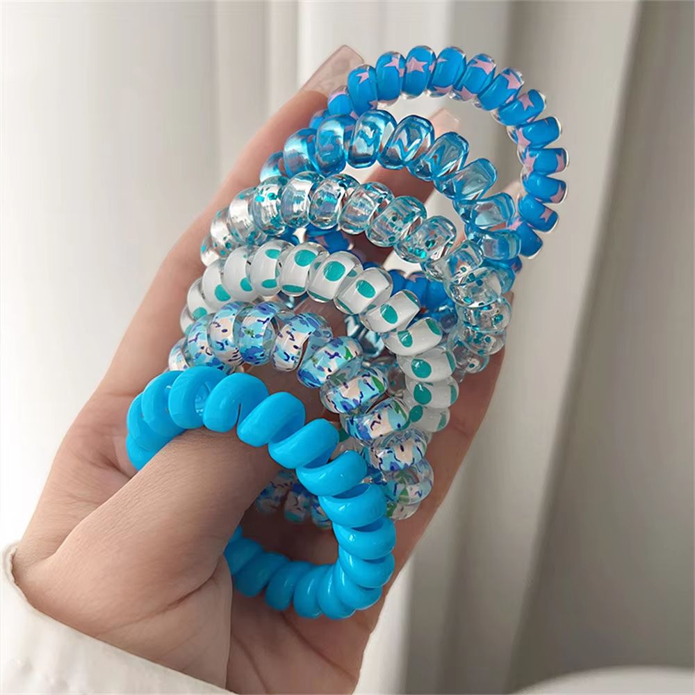 ColorTwist Jelly Coil Hair Tie Set  6Piece Vibrant Spiral Ponytail Holders 8