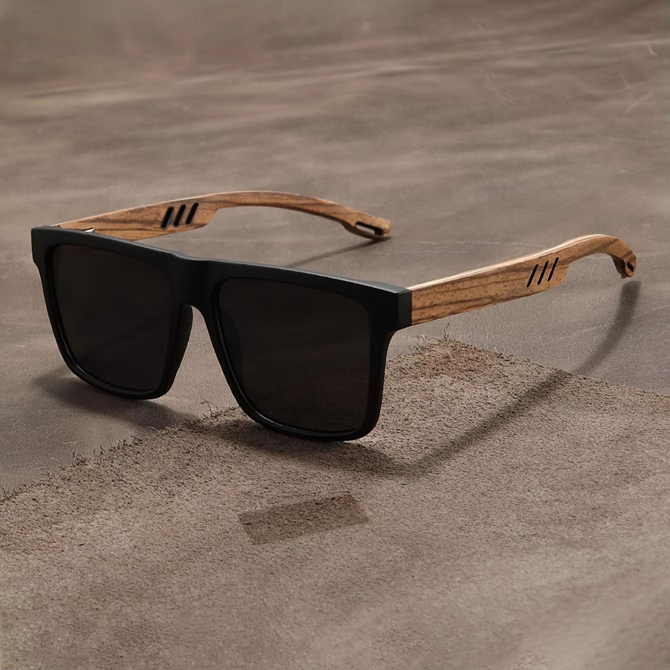WoodGrain Square UV400 Unisex Sunglasses  Daily Outdoor Eyewear 1