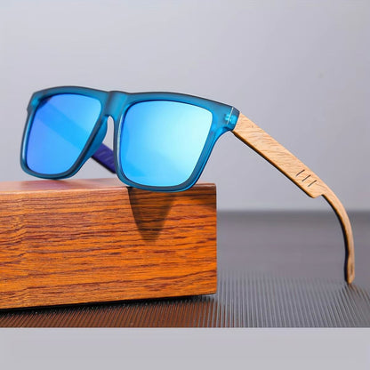 WoodGrain Square UV400 Unisex Sunglasses  Daily Outdoor Eyewear 3