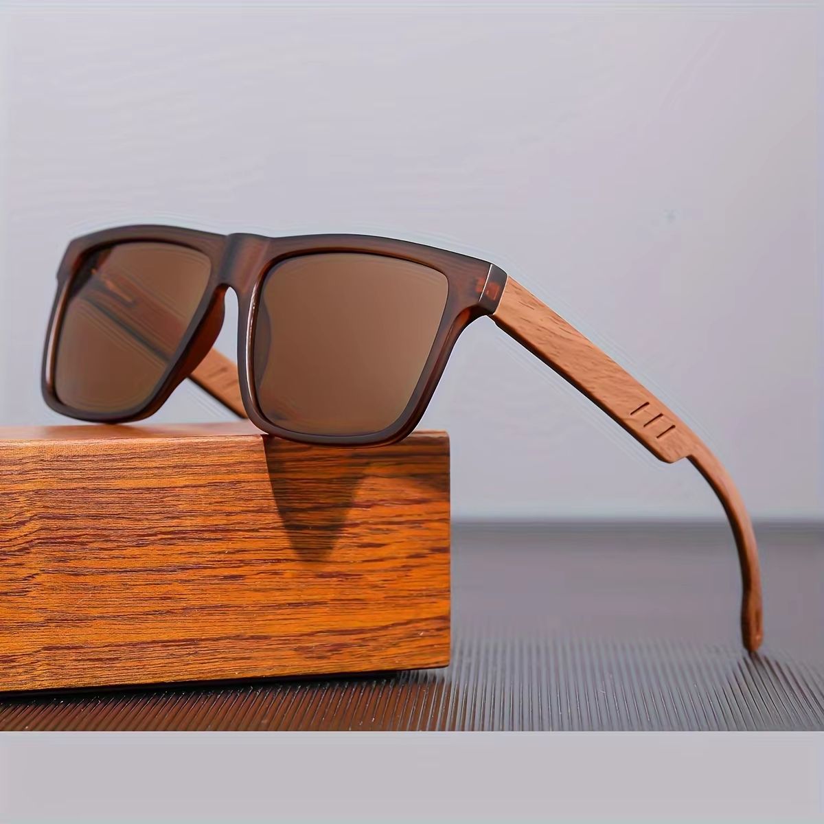 WoodGrain Square UV400 Unisex Sunglasses  Daily Outdoor Eyewear 4
