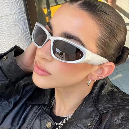 NeoOval Punk UV400 Sunglasses  Unisex Y2K ColourMirror Goggle Shades 1