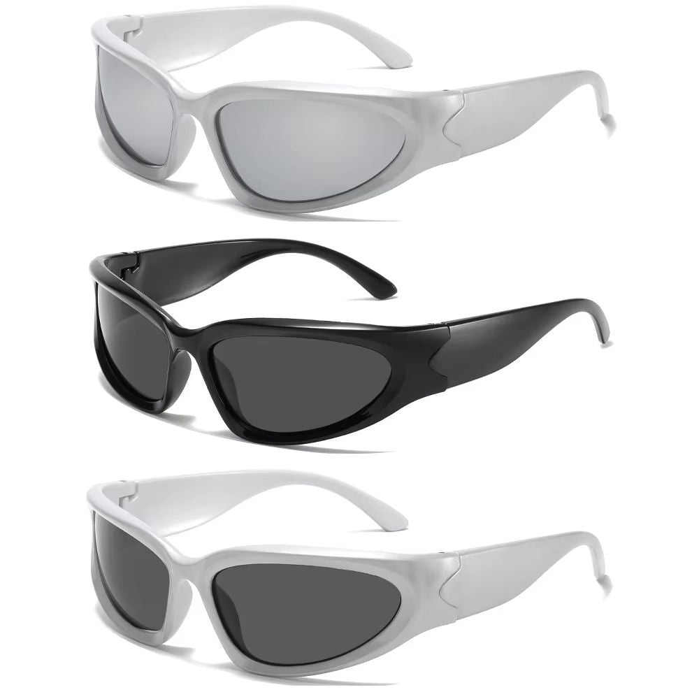 NeoOval Punk UV400 Sunglasses  Unisex Y2K ColourMirror Goggle Shades 7