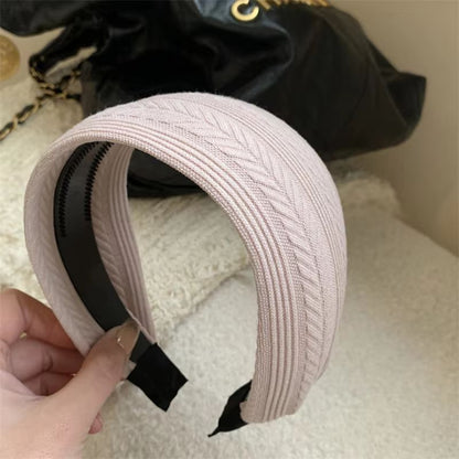 French Stripe Yarn WideEdge Headband  Solid Color High Headband For Women  Girls 9