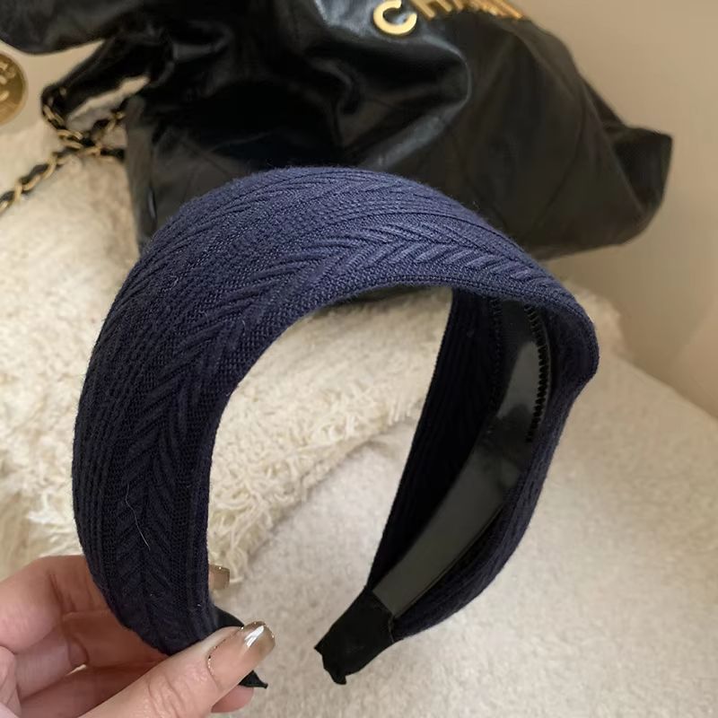 French Stripe Yarn WideEdge Headband  Solid Color High Headband For Women  Girls 10