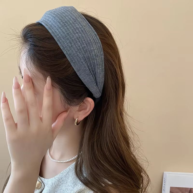 French Stripe Yarn WideEdge Headband  Solid Color High Headband For Women  Girls 3