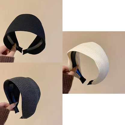 French Stripe Yarn WideEdge Headband  Solid Color High Headband For Women  Girls 17