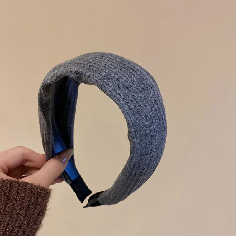 French Stripe Yarn WideEdge Headband  Solid Color High Headband For Women  Girls 24