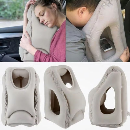 TravelEase Inflatable Air-Cushion Neck Pillow – Adjustable Chin-Support Headrest for Plane Car Office Rest
