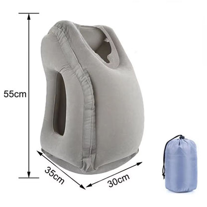 TravelEase Inflatable AirCushion Neck Pillow  Adjustable ChinSupport Headrest For Plane Car Office  2