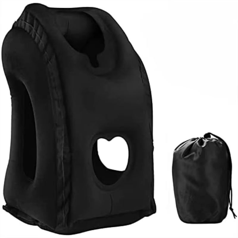 TravelEase Inflatable AirCushion Neck Pillow  Adjustable ChinSupport Headrest For Plane Car Office  7