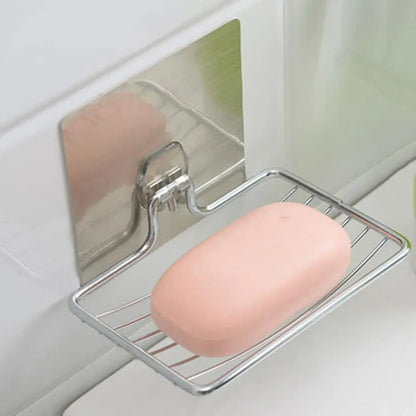 Wall mounted soap rack, drainage soap tray, stainless steel soap rack, simple soap storage rack in home bathroom