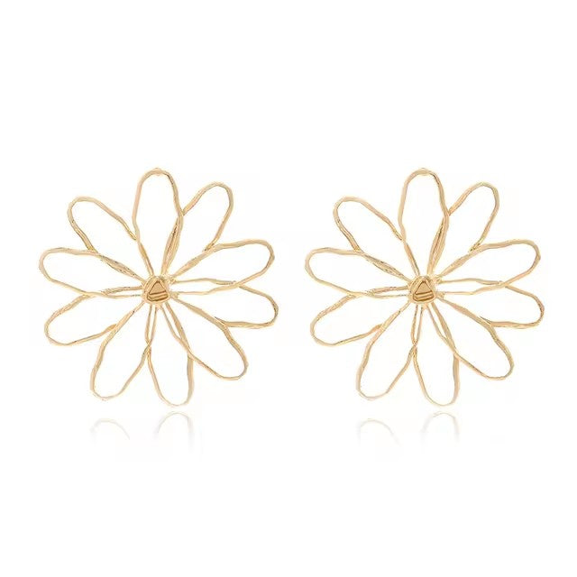 Retro Hollow Vedawas Flower Earrings Elegant Women Accessories Simple Banquet And Wedding Party Jew 3
