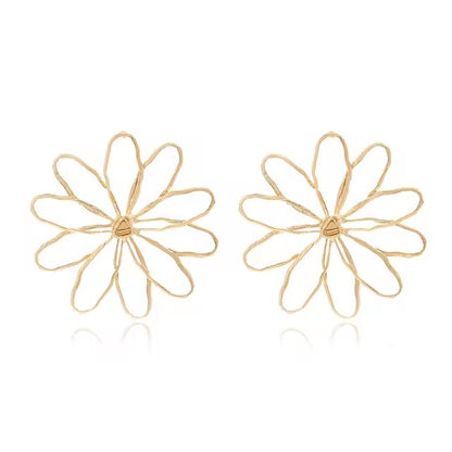 Retro Hollow Vedawas Flower Earrings Elegant Women Accessories Simple Banquet And Wedding Party Jew 3