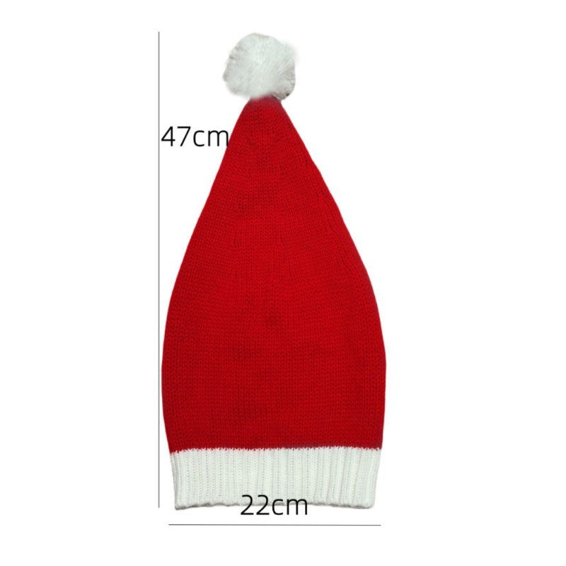 Classic Red Christmas Knit Hat Soft Warm Knitted Cap Santa Claus Festival Head Wear Holiday Outfits 1