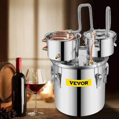 Home Brewing Kit Alcohol Still Stainless Steel Distiller With Copper Tube Water Pump And Dual Thump 7