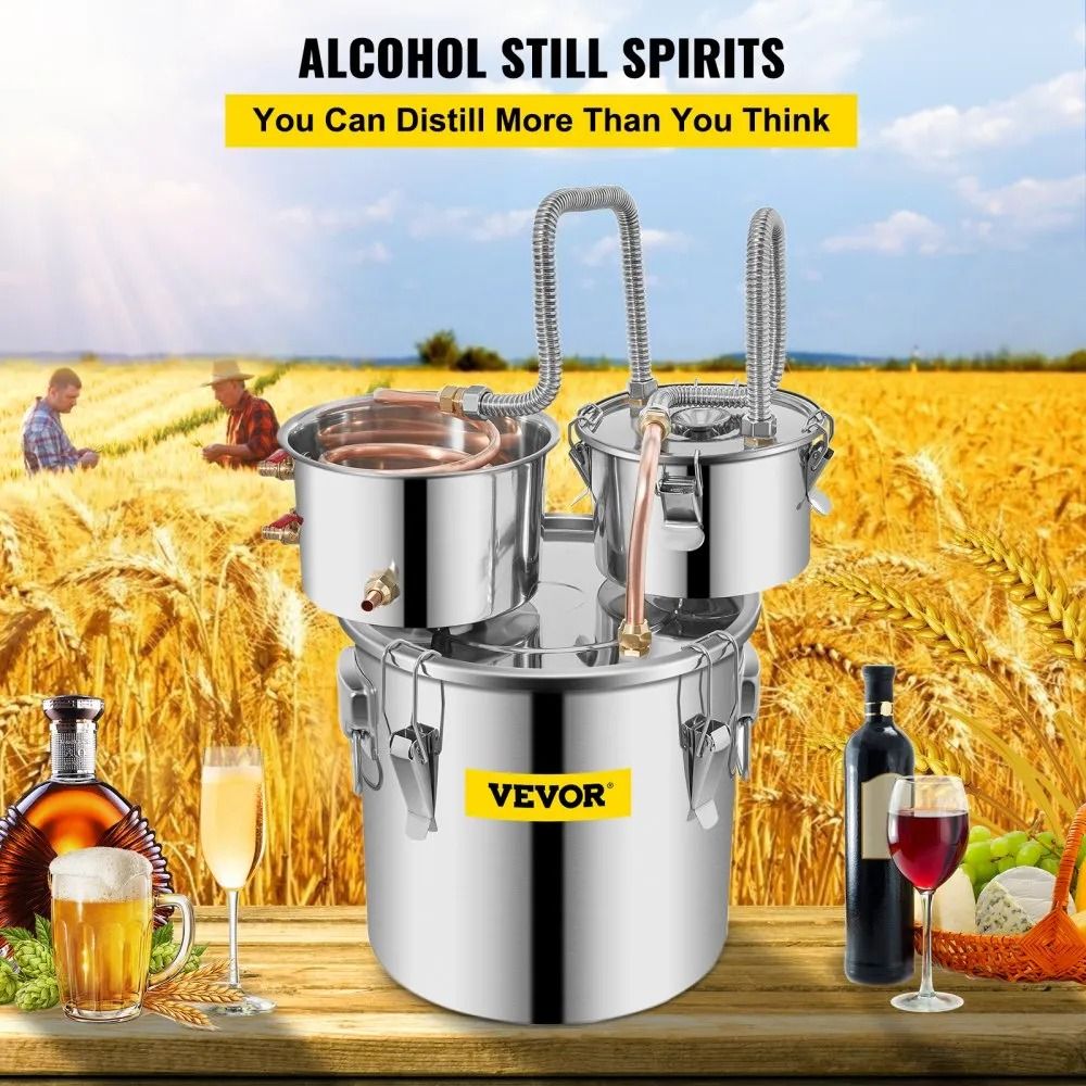 Home Brewing Kit Alcohol Still Stainless Steel Distiller With Copper Tube Water Pump And Dual Thump 1