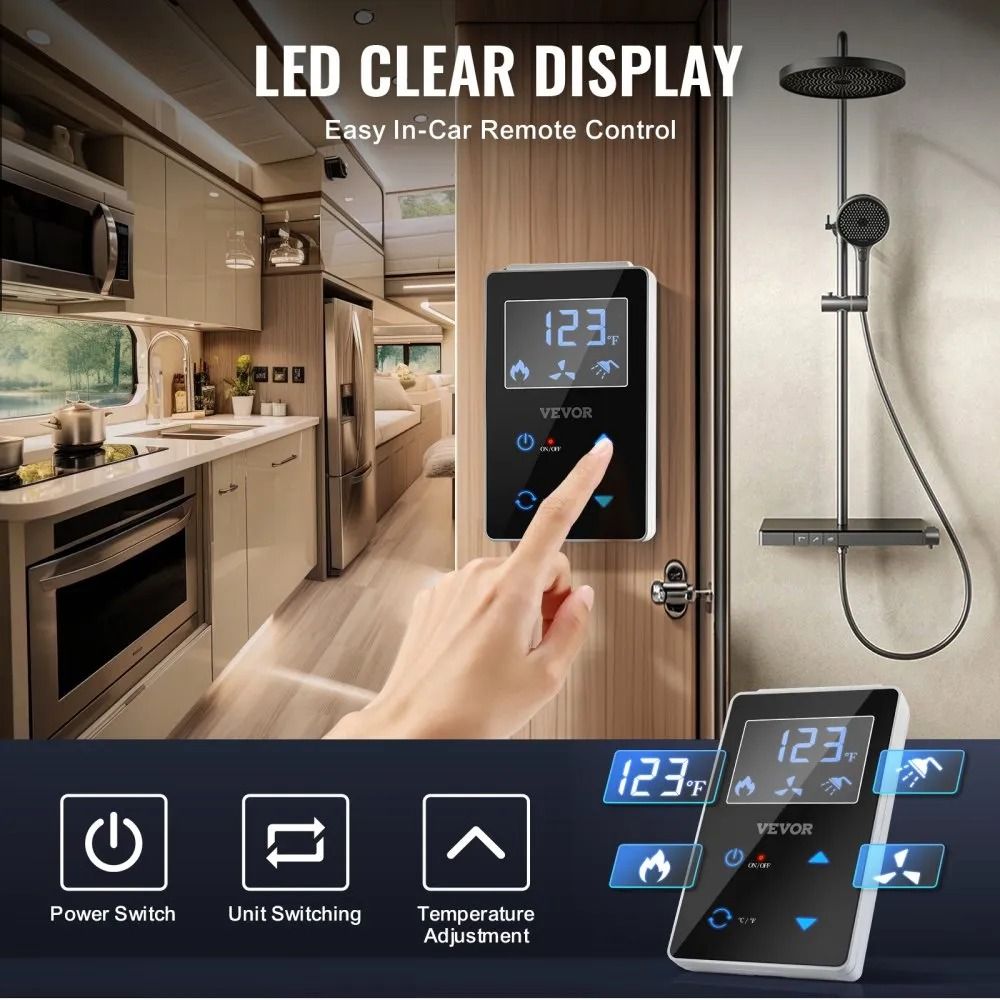 Instant Shower With White Door And Remote Controller BTU Optimized Comfort Performance Hot Water 4