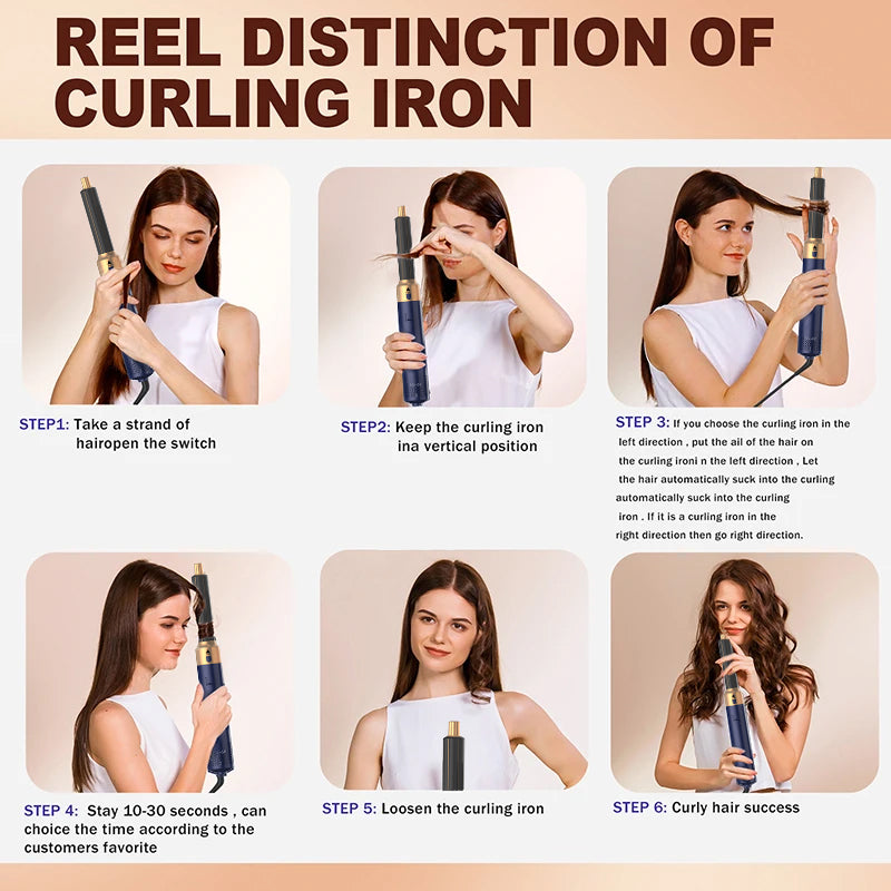 Professional Air Hair Styler, Low Noise Hair Tool, Curling Straightening System, Hair Drying Hot Air Brushes Kit