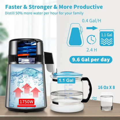 Distilled Water Maker Machine Water Distiller Stainless Steel Countertop Distiller Timing Dual Temp 2
