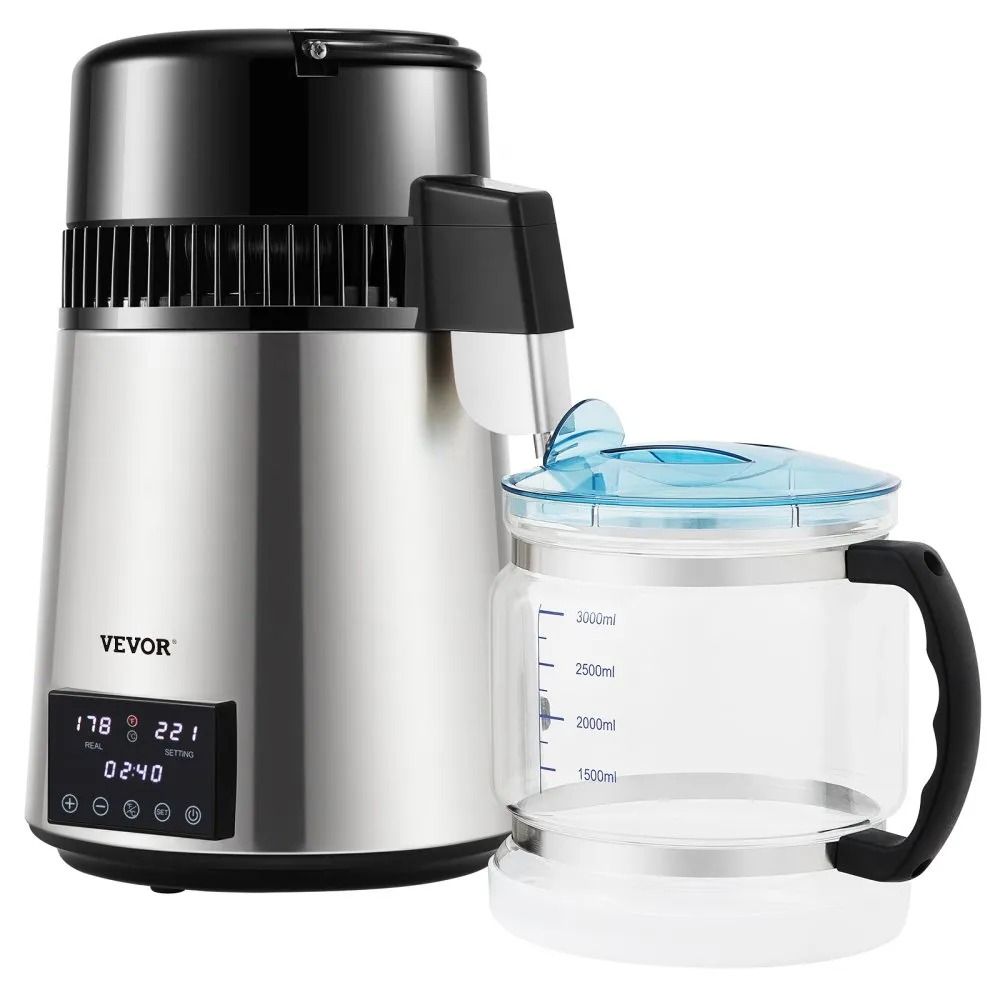 Distilled Water Maker Machine Water Distiller Stainless Steel Countertop Distiller Timing Dual Temp 10