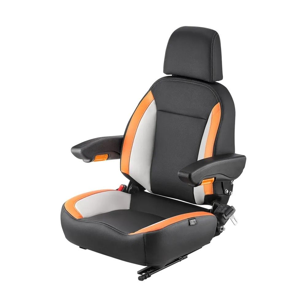 Tractor Seat with Adjustable Back Armrest Headrest and Safety Belt, Secure Tractor Seat with Micro Switch