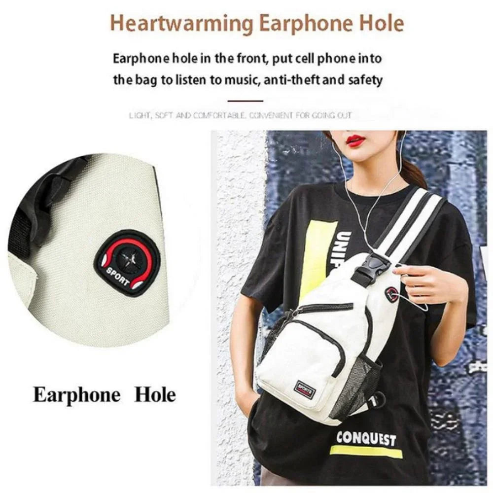 Multifunctional Mens And Womens KISMIS Messenger Shoulder Travel Backpack Chest Bag With Headphone  1