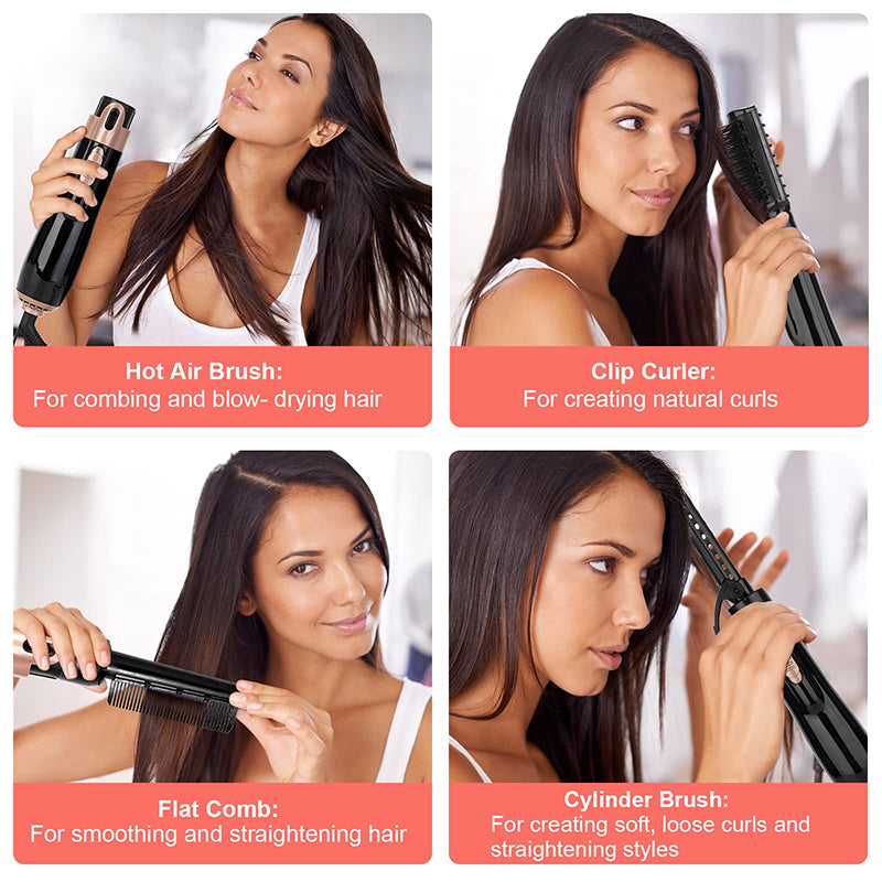 Hair Dryer Brush Electric, Hot Air Comb Multifunction Hair Curler, Straightener Curler Negative Ion Hair Dryer