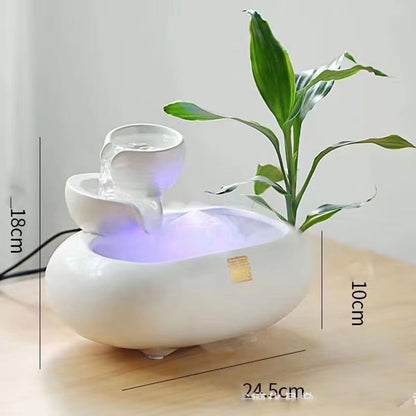SereneFlow Ceramic Waterfall Hydroponic Vase Fountain  Desktop Meditation Water Feature 11