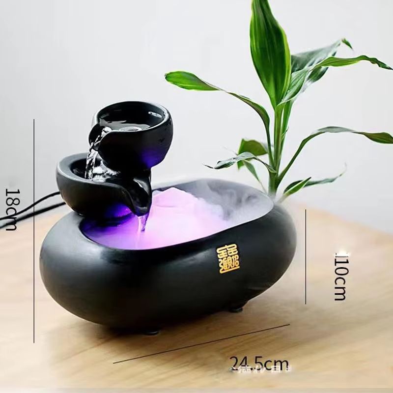 SereneFlow Ceramic Waterfall Hydroponic Vase Fountain  Desktop Meditation Water Feature 12