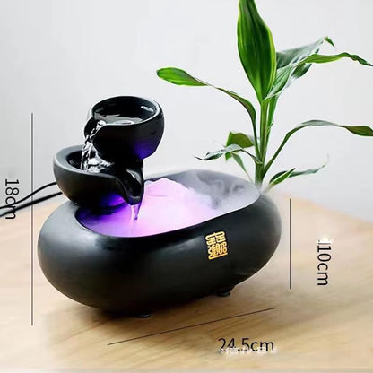 SereneFlow Ceramic Waterfall Hydroponic Vase Fountain  Desktop Meditation Water Feature 12